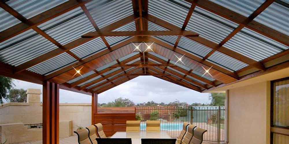 A gabled roofed pergola